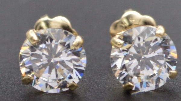 You14K Solid Gold 2.00CT Created Diamond Round Cut Basket Stud Earrings