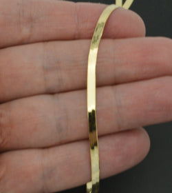 10K Yellow Solid Gold High Polish Silk Herringbone Chain Bracelet 3mm 7'' -8"