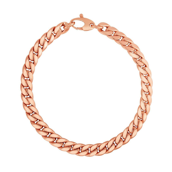 14K Real rose pink Gold Classic Cuban Bracelet 4.4gram 5.9mm.wide 7.25".jpg