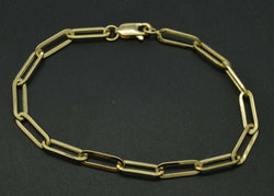 Real 14k Yellow Gold Paper Clip Link Bracelet 4mm 7.5''.jpg