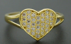 Real Solid 10K Yellow Gold Women's Heart CZ Engagement Ring All Sizes