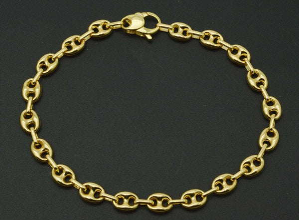 Real 14K Yellow Gold 7mm Puffed Mariner Link Chain Bracelet 5.5gr.jpg