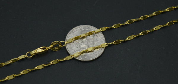 10k Yellow Solid Gold Mirrored Link Reversible Anklet Bracelet 10''.jpg