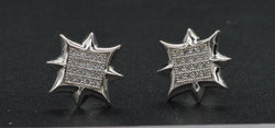 JM212 14K Solid White Gold Round Created Diamond North Star Stud Earrings