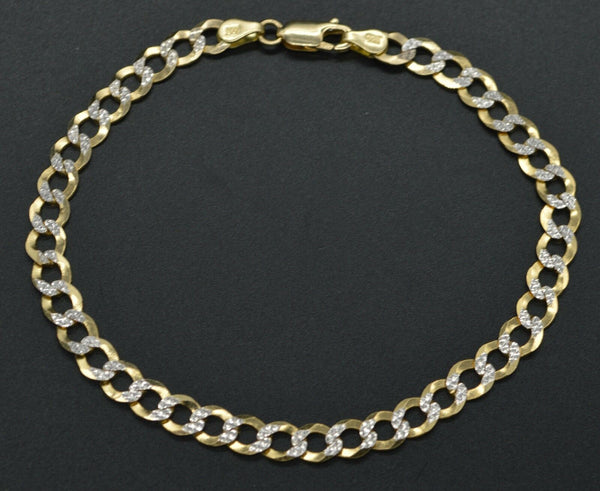 Men's 6mm 14k Solid Yellow Gold Diamond Cut Curb Chain Bracelet. 8.5" 7.5gr