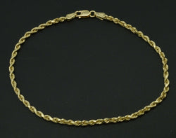 Real 10K Yellow Gold 2.5MM rope Link Bracelet Length  71/4" -  8"