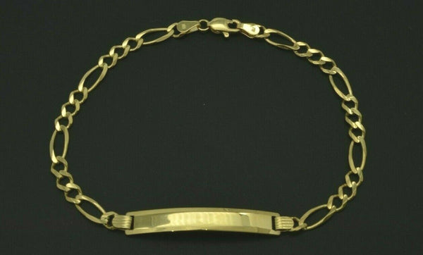 10k Yellow Solid Gold Figro Personalized ID bar Bracelet