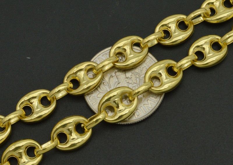 14k HOLLOW Solid Yellow Gold Puffed Mariner Gucci Link Chain 5-9mm Thi –  MIAMISILVER