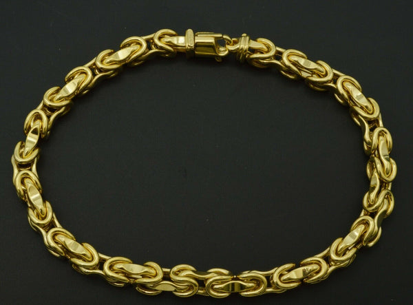 Real 10K Yellow Solid Gold Byzantine Collection mans Bracelet 9 '' 13.9g