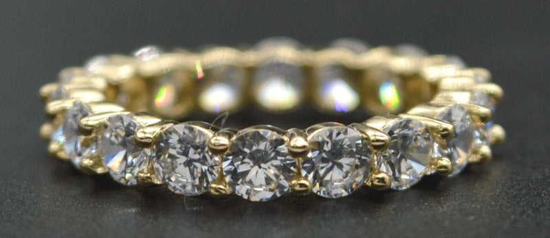 14K Yellow Gold 4.00ct Created Round Diamond Eternity Wedding Band Size 6