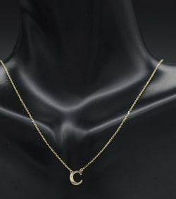 14K Solid Yellow Gold Initial 16" Letter Cable Chain Necklace A-Z Is Available