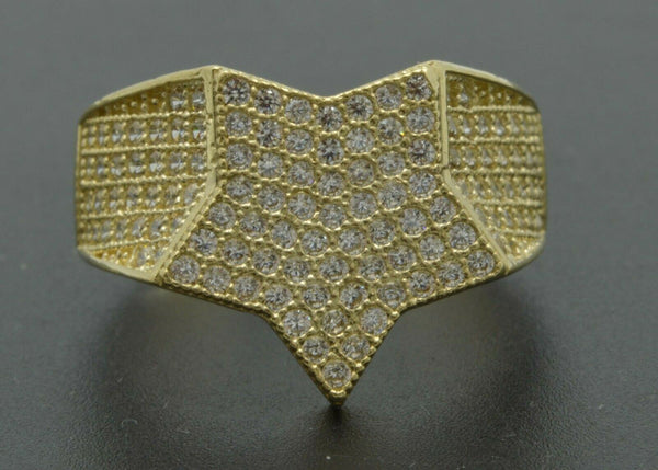 Real Solid 10K Yellow Gold Mens Beautiful Super Star cz Ring 5.6 grams ALL SIZES