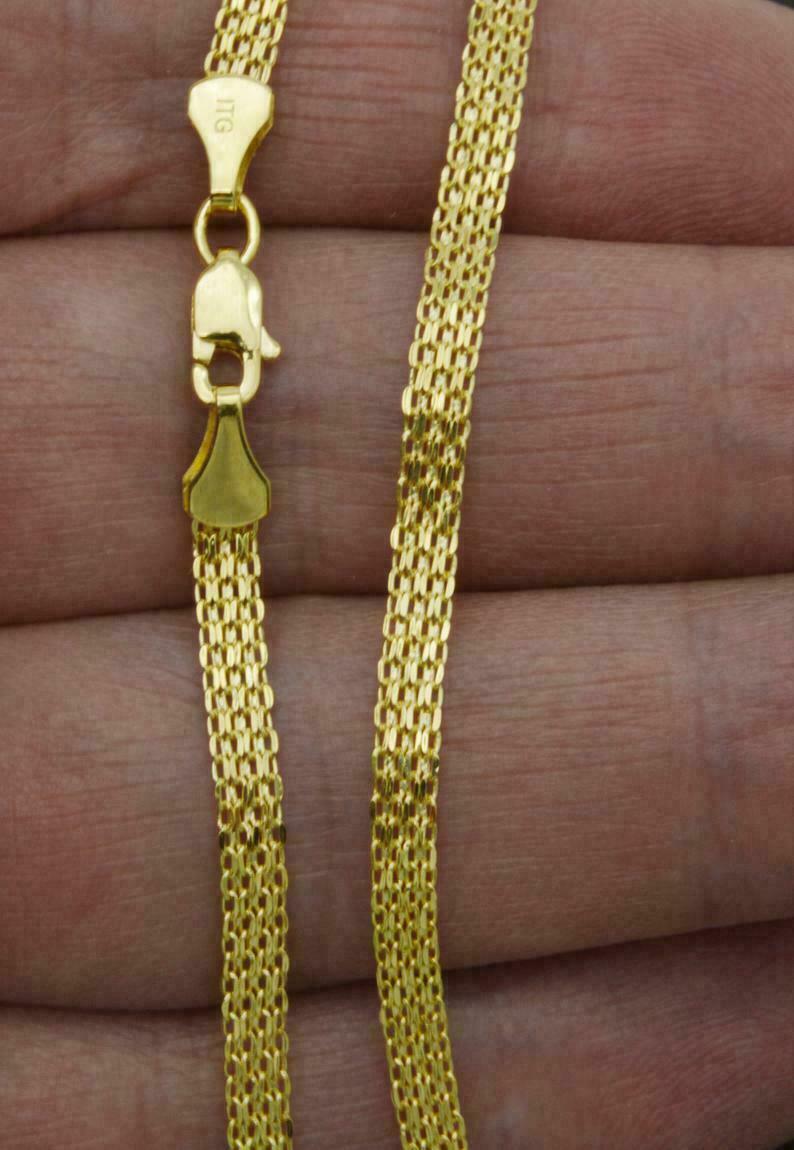 Solid 14k Yellow Gold Bismark Chain Bracelet 8mm Gold Mesh 