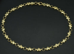 Real 10K Yellow Gold 5.3mm Puffed Heart Link Ankle Bracelet 9'' - 10''.jpg