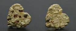 Real 10K Yellow Gold Small Heart Shape Nugget Diamond Cut Stud Earrings 10.4mm.jpg