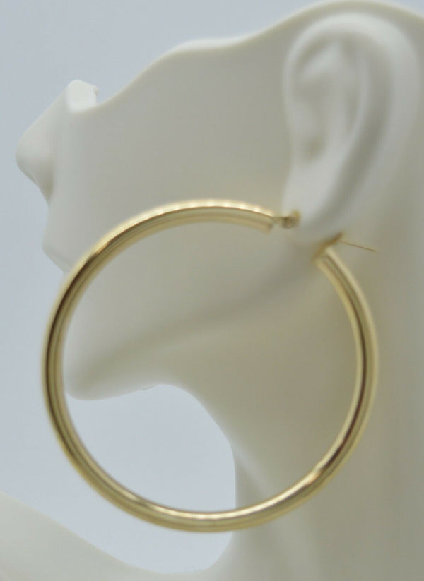 Real 10K Yellow Gold Large Hoop Shiny Earrings 55mm x4mm 5.8gr