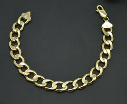 Real 10k Yellow Gold Men's Curb Cuban Chain Bracelet 8 1/2" 14.2gr