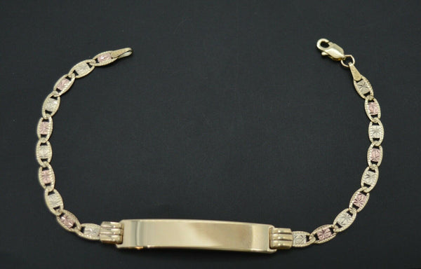 REAL 10K Yellow Gold 7" Engravable ID Valentino Link Bracelet 5gr + Engraving