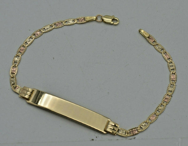 REAL 10K Gold 7" Engravable ID Valentino Link Bracelet 4.5gr + Engraving