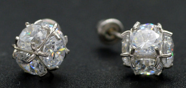 14k Solid White Gold 4.50ct Round Created Diamond Ball Stud Earrings