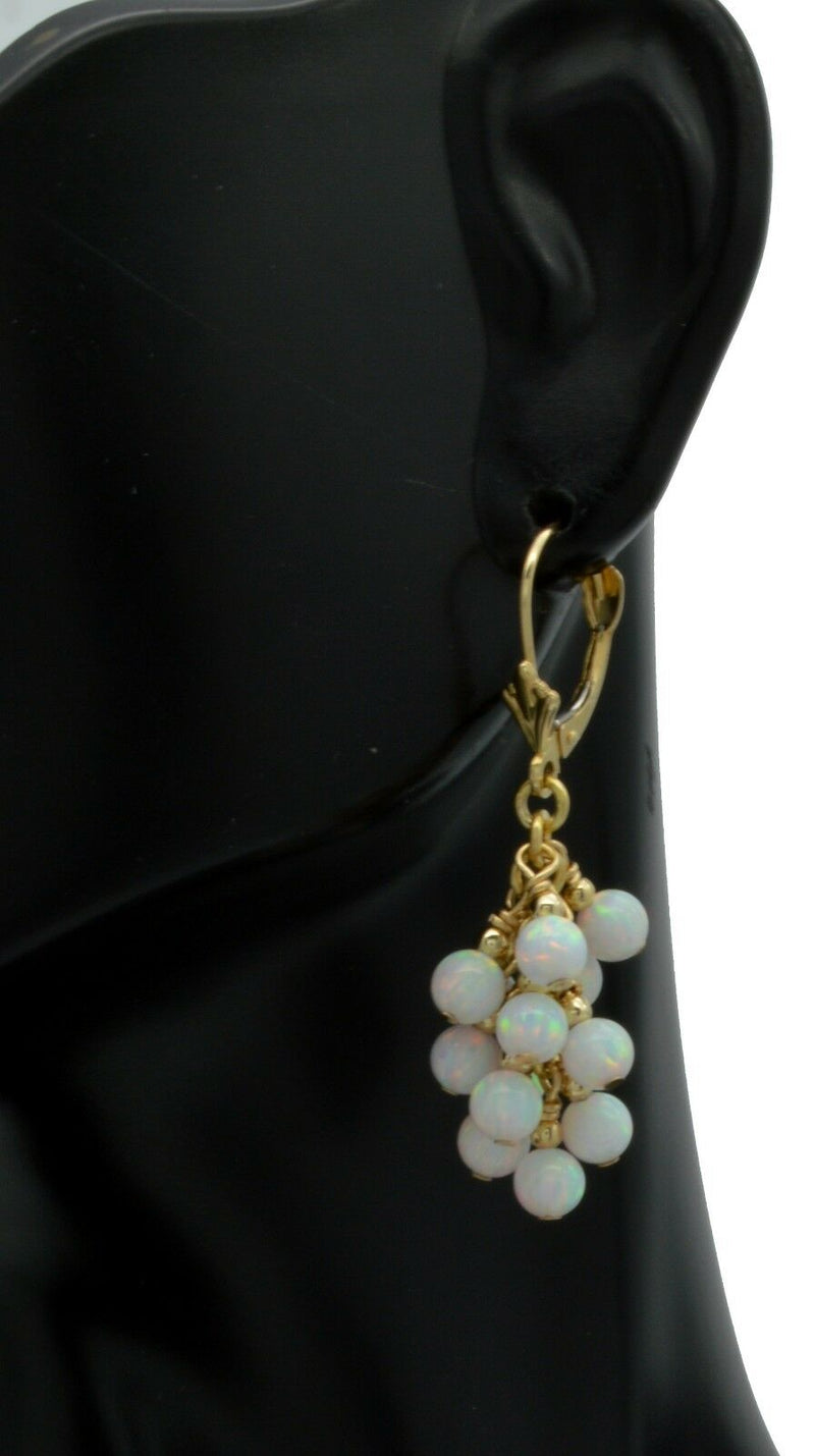 Bohemian Fire Opal Drop Earrings: Yellow Gold Plated Bohemian Fire Opal Drop Earrings: Yellow Gold Plated