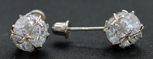 14k Solid White Gold 4.50ct Round Created Diamond Ball Stud Earrings