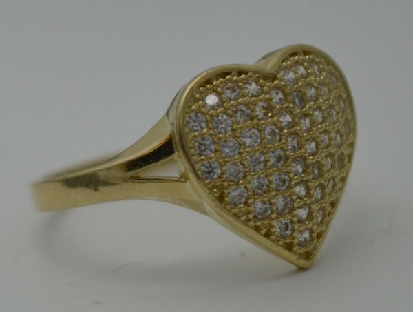 Real Solid 10K Yellow Gold Women's Heart CZ Engagement Ring All Sizes