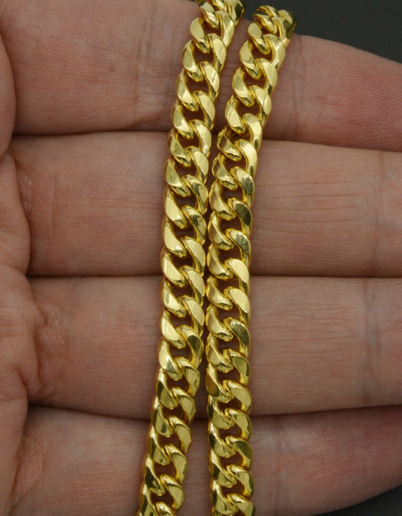 10K Yellow REAL GOLD Miami Cuban Curb Chain Necklace 6mm 20''22"-24" 26"