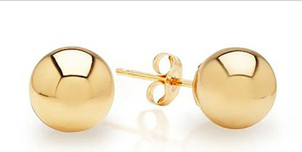 14K Solid White-Yellow-Rose Gold Ball Stud Earrings Sizes 3mm - 12mm Free Box