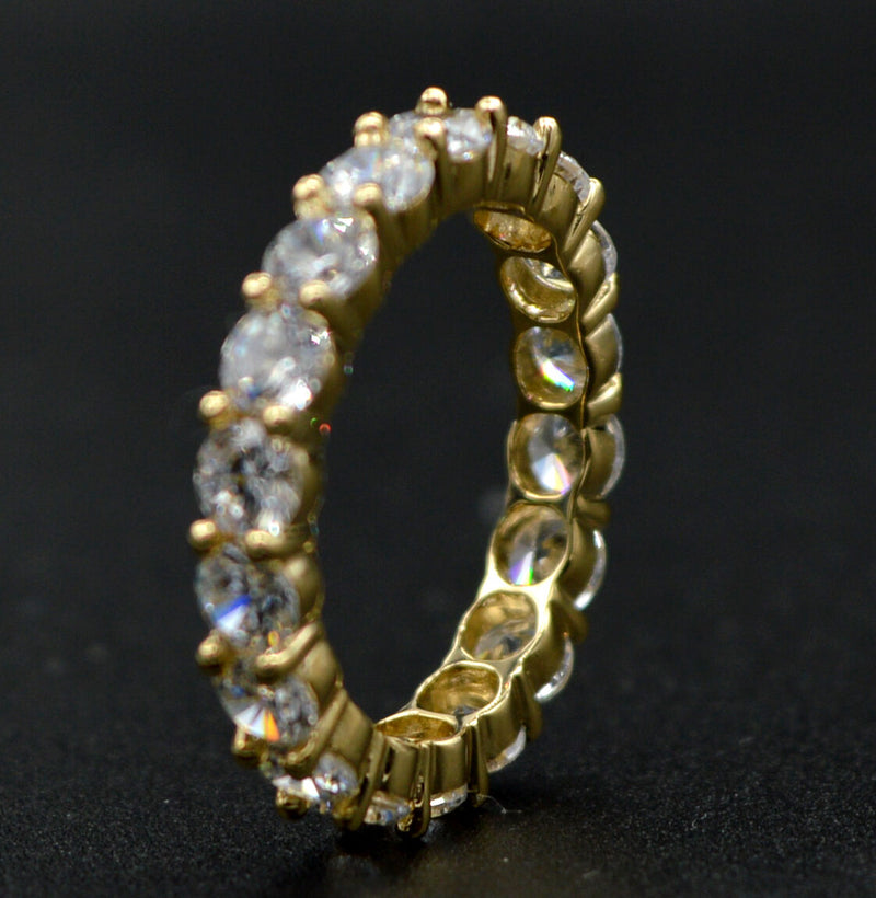 14K Yellow Gold 4.00ct Created Round Diamond Eternity Wedding Band Size 6