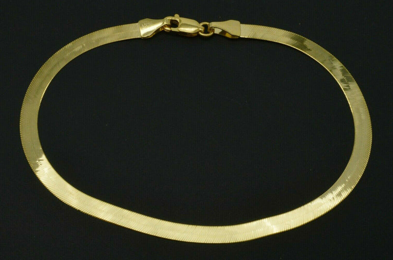 Real 10K Yellow Gold High Polished 5mm herringbone Bracelet Lobster 7''- 8''