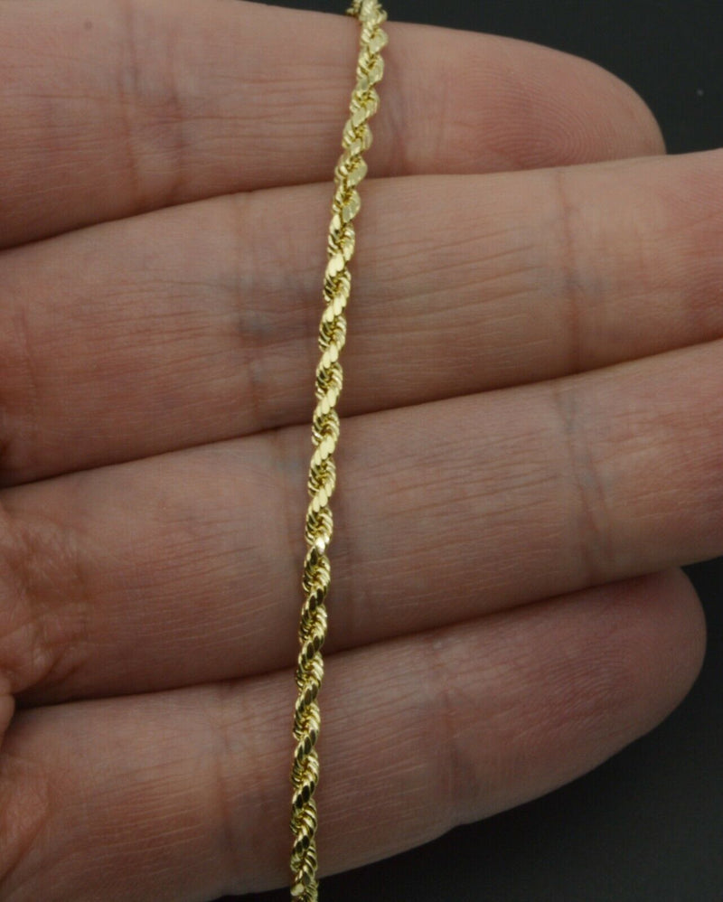 Real 10K Yellow Gold 2.5MM rope Link Bracelet Length  71/4" -  8"