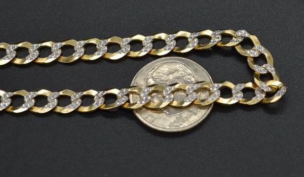 Men's 6mm 14k Solid Yellow Gold Diamond Cut Curb Chain Bracelet. 8.5" 7.5gr