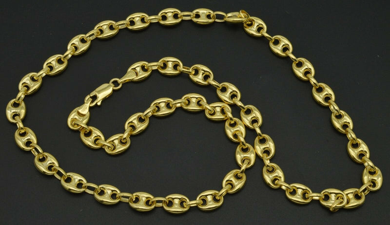 10K Yellow REAL GOLD Puffed Mariner Gucci Link Chain Necklace 6.5mm 22'' 24" 26"