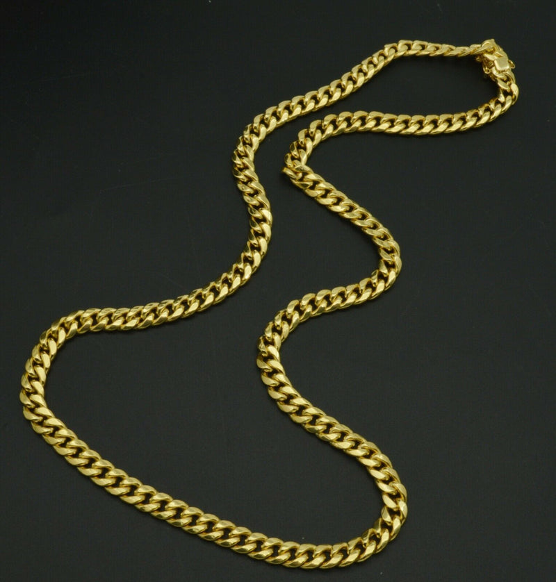 14K Yellow REAL GOLD Miami Cuban Curb Chain Necklace 6mm 22"-24" 26"