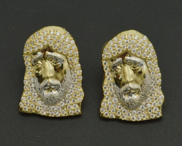 10k Solid Yellow Gold Jesus hat 2.00 Created Diamond Stud Earrings