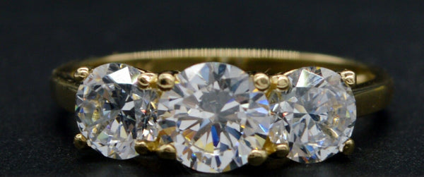 3.00ct triple Created Round Diamond Engagement Ring 14k Solid Yellow Gold