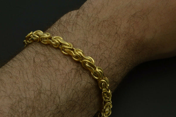 Real 10K Yellow Solid Gold Byzantine Collection mans Bracelet 9 '' 13.9g