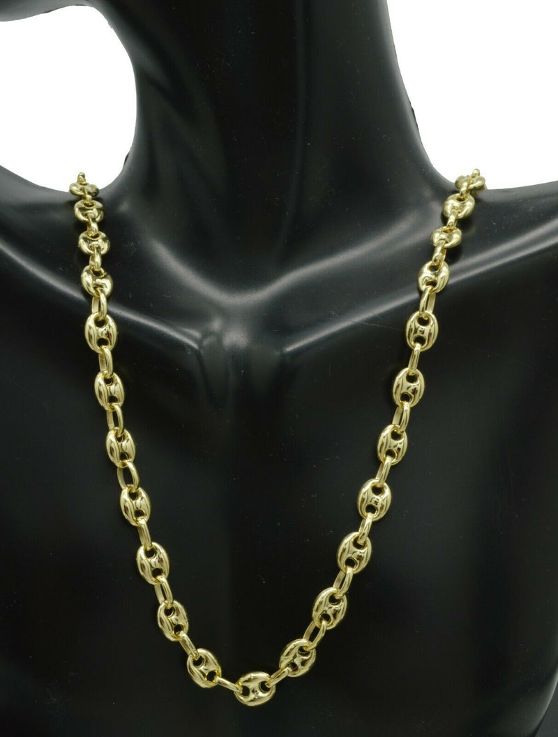 10K Yellow REAL GOLD Puffed Mariner Gucci Link Chain Necklace 6.5mm 22'' 24" 26"