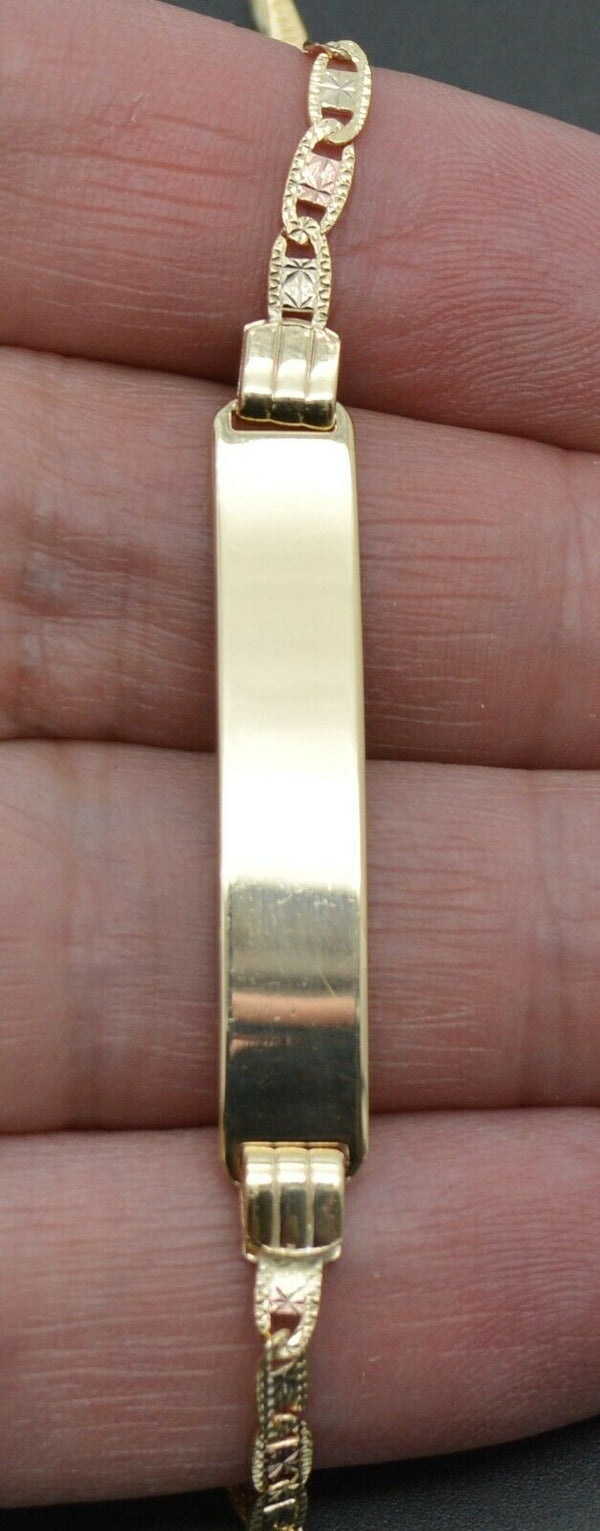 REAL 10K Gold 7" Engravable ID Valentino Link Bracelet 4.5gr + Engraving