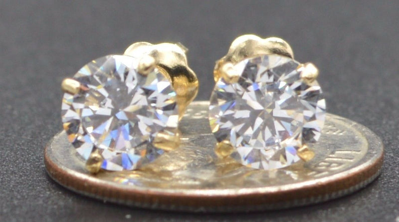 You14K Solid Gold 2.00CT Created Diamond Round Cut Basket Stud Earrings