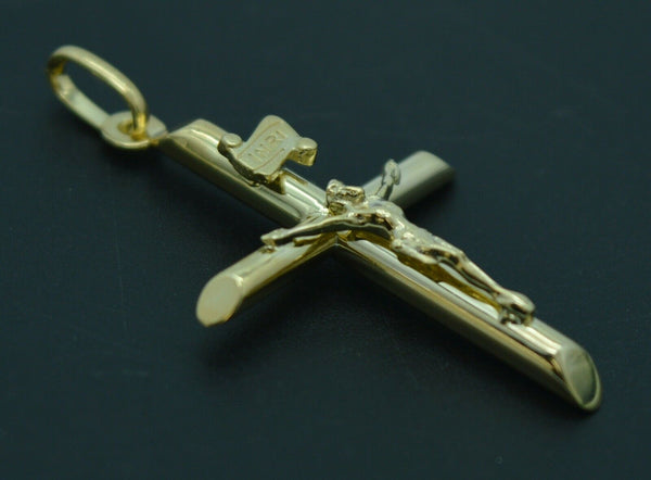 Real 10k Yellow Gold Jesus Christ Crucifix Cross Pendant + Chain