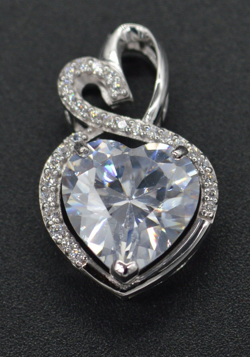 PM23 3.00ct Created Diamond White Heart Cut Pendant 14k Soild White Gold