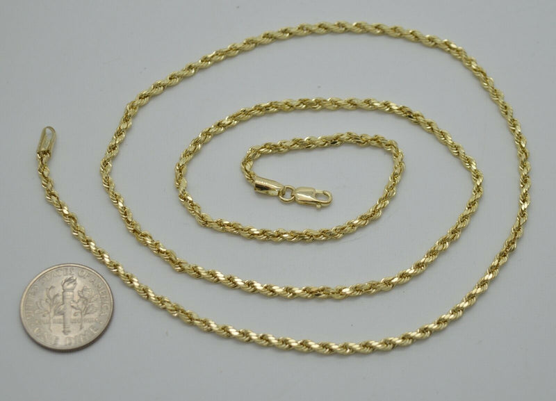 10k Yellow Solid GOLD Hollow Rope Chain Necklace 2.5mm  18" - 24"