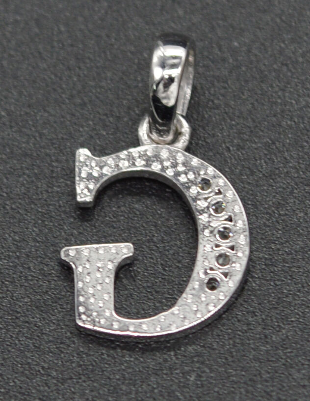 14K Solid White Gold Created Diamond Initial Letter G Pendent