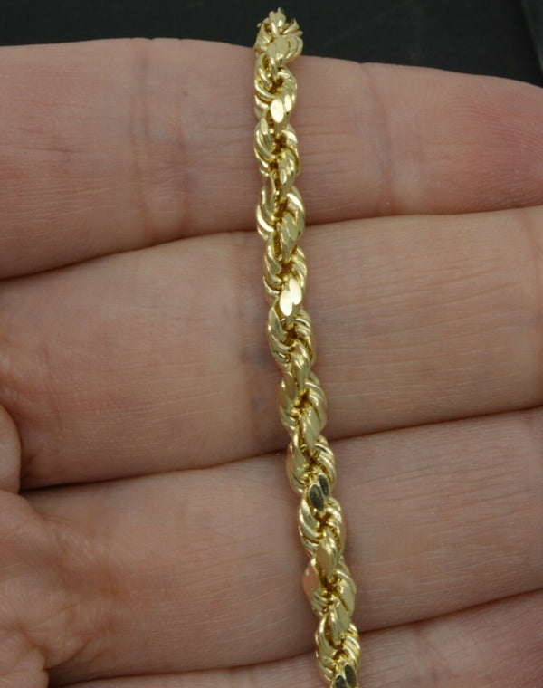 Real 10K Yellow Gold Rope Link Ankle Bracelet 4.3mm 9''.jpg