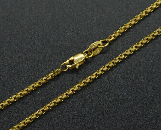 14K Yellow Solid Gold Round Box Link Chain Necklace 1.7mm 16" 18'' 20'' 24"