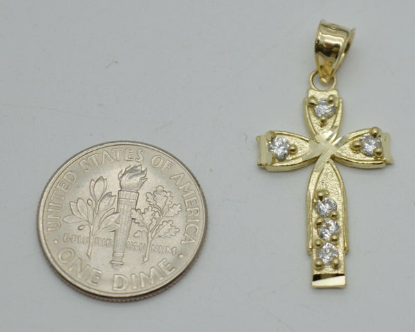 Real 10k Yellow Gold Cross Pendant + Rope Chain 16''-24''