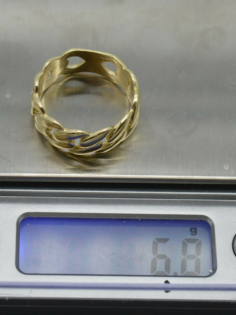 Real Solid 10K Yellow Gold Mens Cuban  Band Ring 8.2mm ALL Sizes