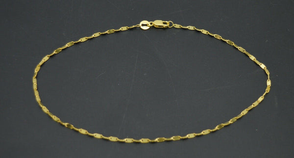 10k Yellow Solid Gold Mirrored Link Reversible Anklet Bracelet 10''.jpg